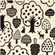 off-white Kokka Canvas fabric with tree rabbit deer 1