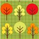 olive green fabric with trees & grid pattern Robert Kaufman 1