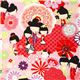rosa japanische Kokeshi Puppen Stoff von Alexander Henry 1