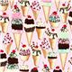 rosa Timeless Treasures-Stoff mit Eiswaffeln Kirsche 1