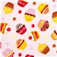 pale pink designer fabric with tossed mini cupcakes USA 1