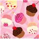 rosa gemusterter Designer Stoff mit Cupcakes Kerze Kirsche 1