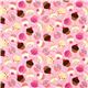 rosa gemusterter Designer Stoff mit Cupcakes Kerze Kirsche 2