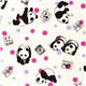 panda bear Kokka oxford fabric with stamps & dots 1