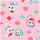 pink Japanese fabric bunny doggy strawberry flowers 1