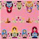 pink Russian dolls Kokka fabric from Japan babushka 1