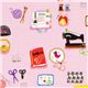 pink designer fabric with sewing machine knittings scissors 1