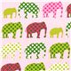 pink fabric with colourful elephants Robert Kaufman 1