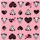 pink kawaii panda fabric with black hearts Japan 1