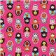pink matryoshka Kokka oxford cloth fabric kawaii Japan 1