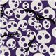 violetter Halloween Stoff Totenköpfe Fledermäuse 1