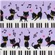 lila kawaii Stoff schwarze Kätzchen Klavier Japan 1