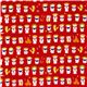 red Japanese fabric Lucky Cat Jizo statues 2