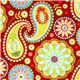 red Michael Miller fabric Gypsy Paisley big flowers 1