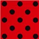 red Michael Miller fabric small black polka dots 1