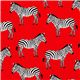red Robert Kaufman fabric Menagerie with zebras 1