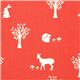 red birch organic fabric with squirrels, rabbits and bambis 1