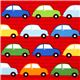 red fabric for boys colourful cars par Robert Kaufman USA 1