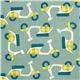 sea green birch organic fabric with green mopeds 1