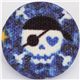 small blue skull button glitter Kokka fabric button 1