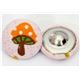 small orange fly agaric button light pink fabric button 2