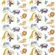 striped Michael Miller fabric Escapees with animals 2