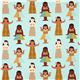 turquoise Hula girls dolls fabric par Michael Miller  2