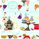 turquoise cupcake tea service mouse fabric Kokka Japan 1