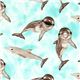 turquoise-white dolphin fabric Realizzato da Michael Miller  1