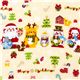 white Christmas fabric Santa Claus kawaii animals 1