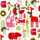 weißer Weihnachtsstoff Tiere Mistelzweig Alexander Henry 1