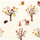 white Japanese animal fabric squirrel deer bunny 1