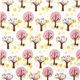 white Riley Blake fabric rosa trees strawberry 2