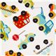 white Riley Blake flannel fabric with car stop sign 1