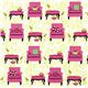 white Robert Kaufman fabric with pink armchairs & birds 1