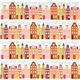 wei�er Stadt Panorama Stoff orange von Michael Miller USA 2