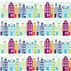 white city panorama fabric turquoise Realizzato da Michael Miller USA 2