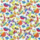 weisser bunte Pilze Stoff mit Schmetterlinge Blumen 2