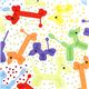 white designer fabric with balloon animals dog from the USA 1