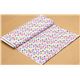 white designer fabric with colourful checkered paw prints 3