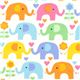 white elephant flannel fabric with flower and heart USA 1