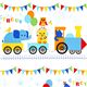 white fabric circus animals in locomotive Realizzato da Robert Kaufman 1