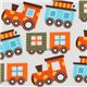 white fabric colourful train by Robert Kaufman 1