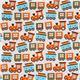 white fabric colourful train by Robert Kaufman 2