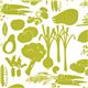 white food fabric with green vegetables Alexander Henry USA 1
