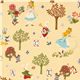 yellow Alice in Wonderland glitter Kokka fabric Japan 1