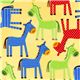 yellow fabric with dotted horses par Robert Kaufman USA 1