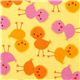 yellow fabric with pink and orange chicks by Robert Kaufman 1