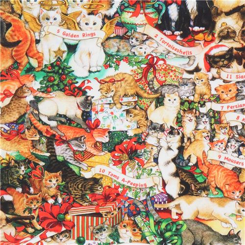 Tissu de Nol Robert Kaufman sur le thme de 12 Days of Christmas  Tissu