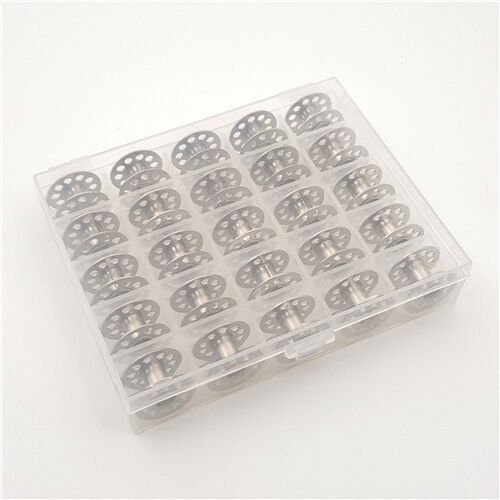 25pc box set of Class 15A metal sewing machine bobbins 20mm x 11mm 3